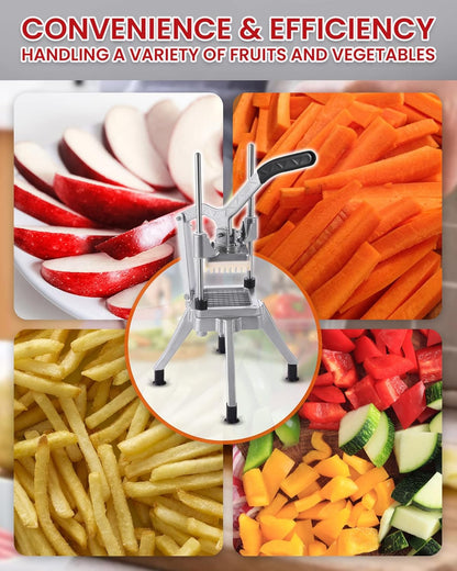 French Fry Cutter with 4 Blades(1/4", 3/8", 1/2", 8-wedge slice)