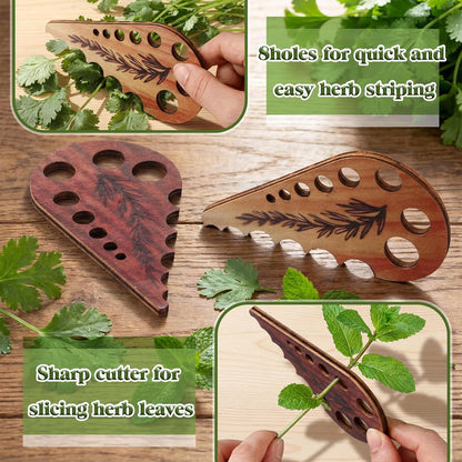 2 Pcs Wooden Leaf-shaped Vegetable Separator, Pottery Herb Stripper Tool Supplies, Kitchen Gadgets, Herb Stripper Gifts, Mom Cooking Gift for Kitchen, Stocking Stuffer, Chef Cooking Gifts