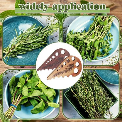 2 Pcs Wooden Leaf-shaped Vegetable Separator, Pottery Herb Stripper Tool Supplies, Kitchen Gadgets, Herb Stripper Gifts, Mom Cooking Gift for Kitchen, Stocking Stuffer, Chef Cooking Gifts