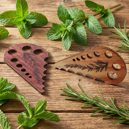 2 Pcs Wooden Leaf-shaped Vegetable Separator, Pottery Herb Stripper Tool Supplies, Kitchen Gadgets, Herb Stripper Gifts, Mom Cooking Gift for Kitchen, Stocking Stuffer, Chef Cooking Gifts