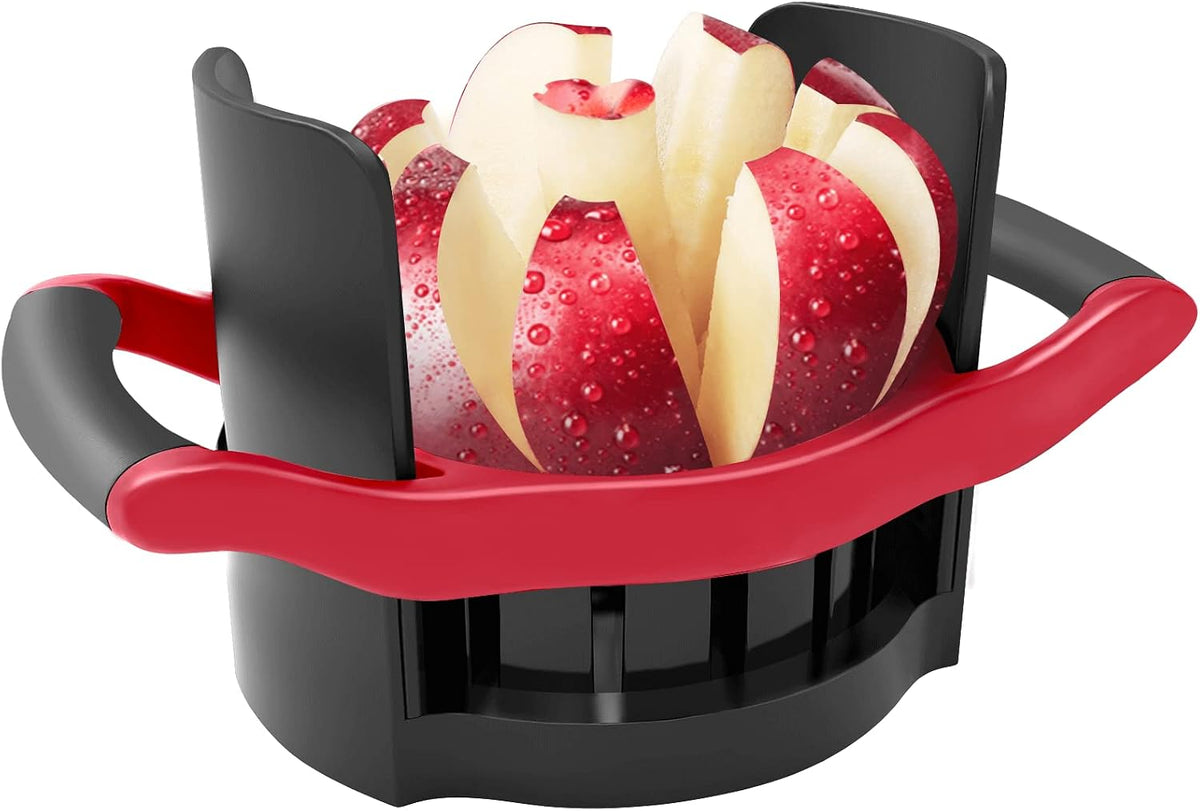 Apple Slicer Corer, [Large Size] 8-Blade Heavy Duty Apple Cutter with Base, [Upgraded] Cut Apples All The Way Through, Stainless Steel Ultra-Sharp Blade, Fruit & Vegetable Divider, Wedger, Red