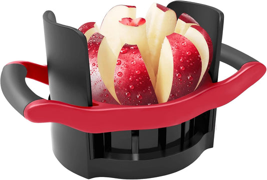 Apple Slicer Corer, [Large Size] 8-Blade Heavy Duty Apple Cutter with Base, [Upgraded] Cut Apples All The Way Through, Stainless Steel Ultra-Sharp Blade, Fruit & Vegetable Divider, Wedger, Red