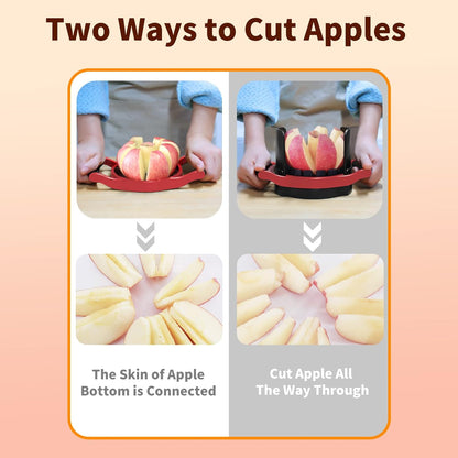 Apple Slicer Corer, [Large Size] 8-Blade Heavy Duty Apple Cutter with Base, [Upgraded] Cut Apples All The Way Through, Stainless Steel Ultra-Sharp Blade, Fruit & Vegetable Divider, Wedger, Red