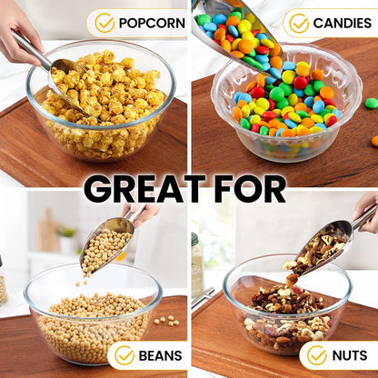 Premium 6oz Ice Scoop for Freezer - Multipurpose Metal Ice Scoop for Ice Machine - Stainless Steel Small Ice Scooper for Ice Bucket - Kitchen Gadgets Cookie Flour Pet Dog Food Scoop
