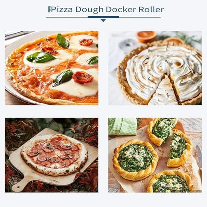 Stainless Steel Dough Docker Roller, Baking Perforating Tool for Pizza Crust, Bread and Pastry, Handheld Dough Puncture Wheel with Orange PP Handle, Minimalist Style