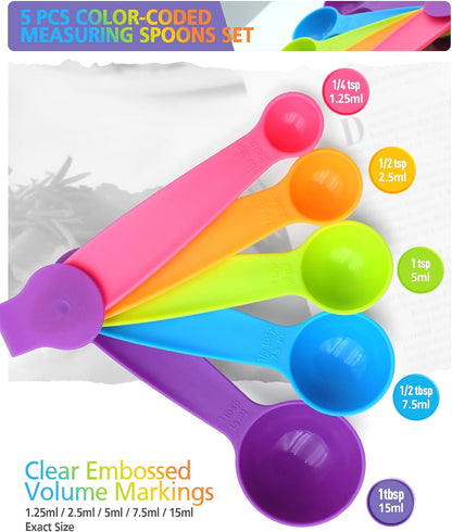 Collapsible Measuring Cups and Spoons Set with Funnel, 9-Piece, Silicone