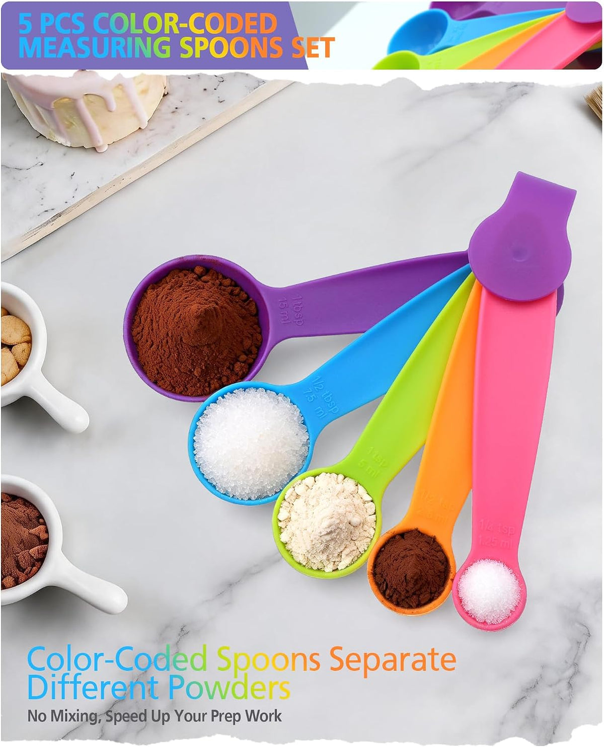 Collapsible Measuring Cups and Spoons Set with Funnel, 9-Piece, Silicone