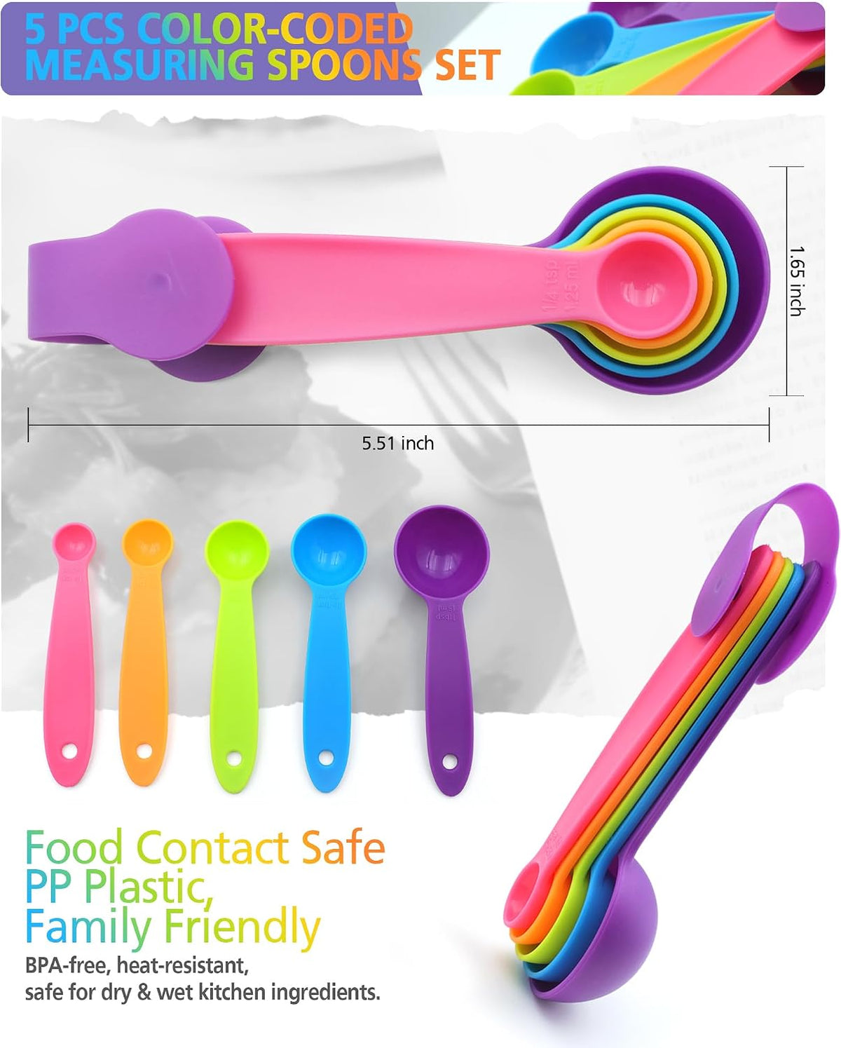 Collapsible Measuring Cups and Spoons Set with Funnel, 9-Piece, Silicone
