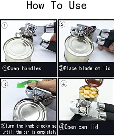 Can Opener, 3-in-1 Multifunctional Tin & Can Opener, Manual Kitchen Tool, Professional Ergonomic Heavy Duty Safety Manual Can Opener for Seniors With Arthritis At Hand