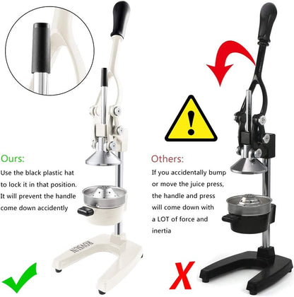 Professional Citrus Juicer Lemon Squeezer, Cast Iron Juicer, Commercial Manual Fruit Press Juicer for Lemon Pomegranate Orange Juice, Heavy Duty Hand Press and Lime Squeezer Stand (Black)