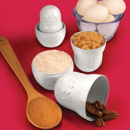 M-CUPS Matryoshka Measuring Cups, Set of 6, Russian Doll Nesting Measuring Cups, White