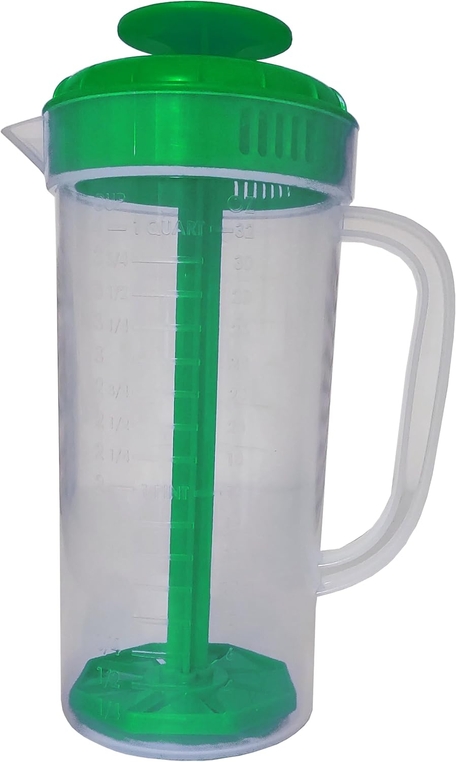 Salad Dressing Mixer, 1 Quart Capacity, Plastic Blender with Measurements, Includes Mixing Lid & Normal Lid, Emulsifies Homemade Ranch, Vinaigrettes, Italian Dressings & More (Green)