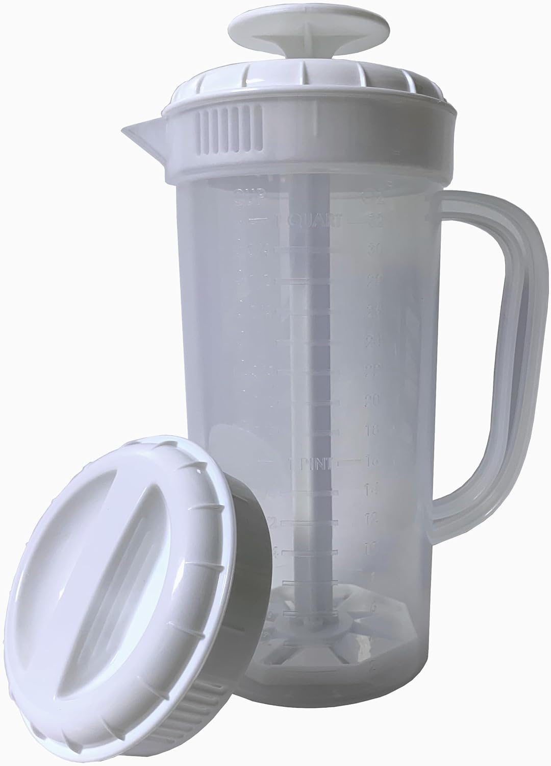 Salad Dressing Mixer, 1 Quart Capacity, Plastic Blender with Measurements, Includes Mixing Lid & Normal Lid, Emulsifies Homemade Ranch, Vinaigrettes, Italian Dressings & More (Green)