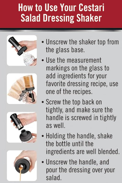Glass Salad Dressing Bottle: Premium Borosilicate Salad Dressing Shaker with Mixer Insert