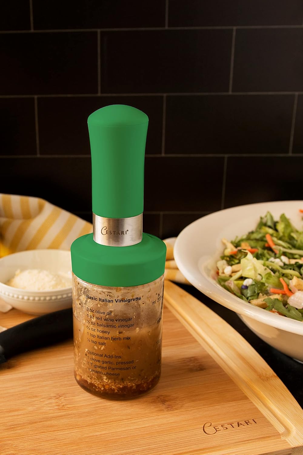 Glass Salad Dressing Bottle: Premium Borosilicate Salad Dressing Shaker with Mixer Insert