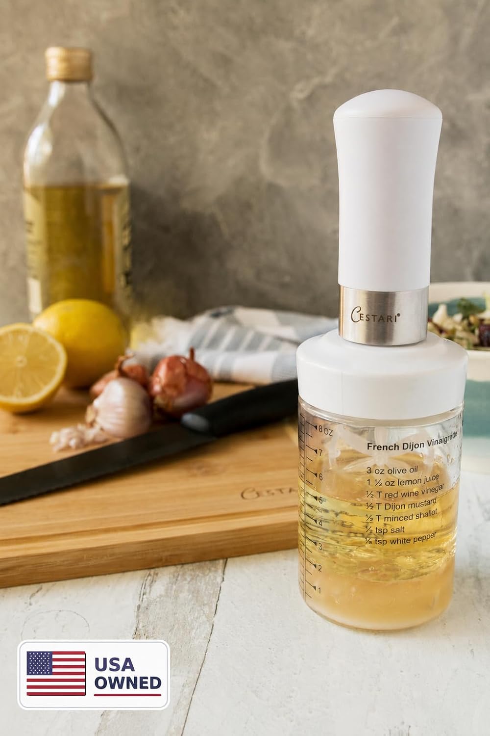 Glass Salad Dressing Bottle: Premium Borosilicate Salad Dressing Shaker with Mixer Insert