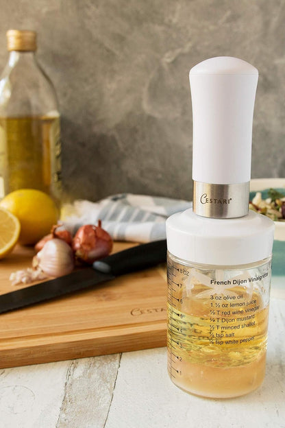 Glass Salad Dressing Bottle: Premium Borosilicate Salad Dressing Shaker with Mixer Insert