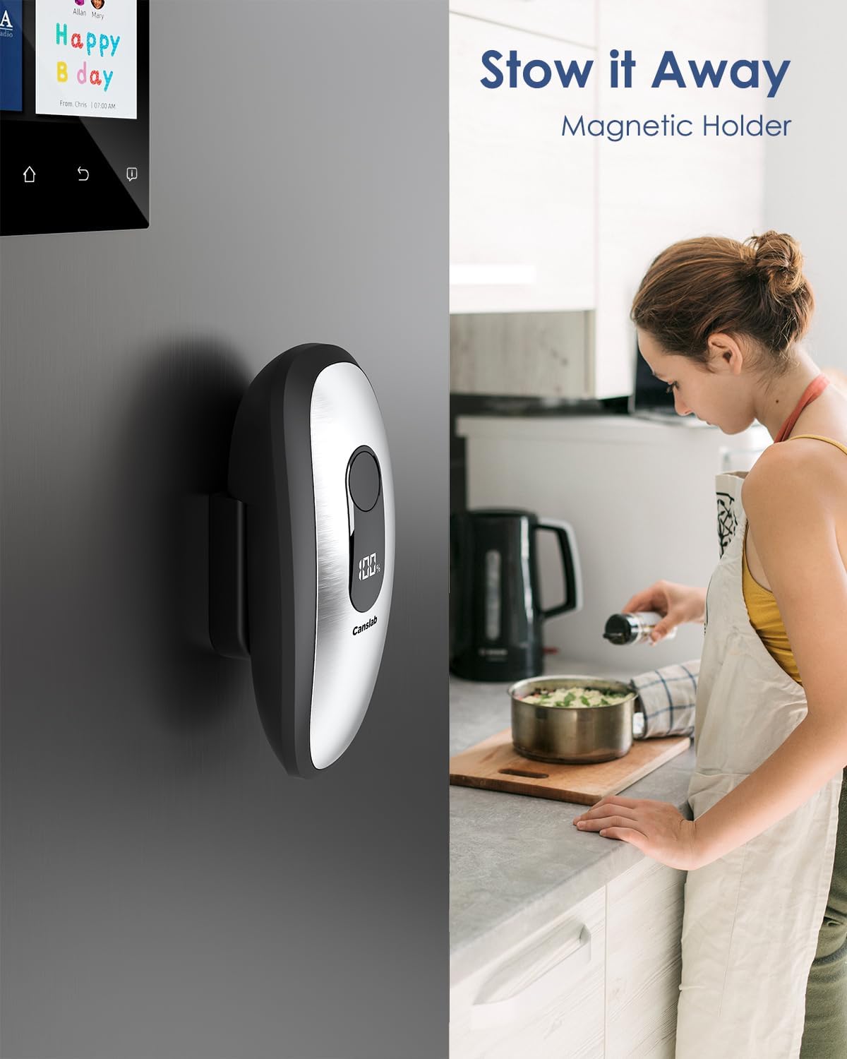 IRON Electric Can Opener, with LED Battery Track, Stainless Steel