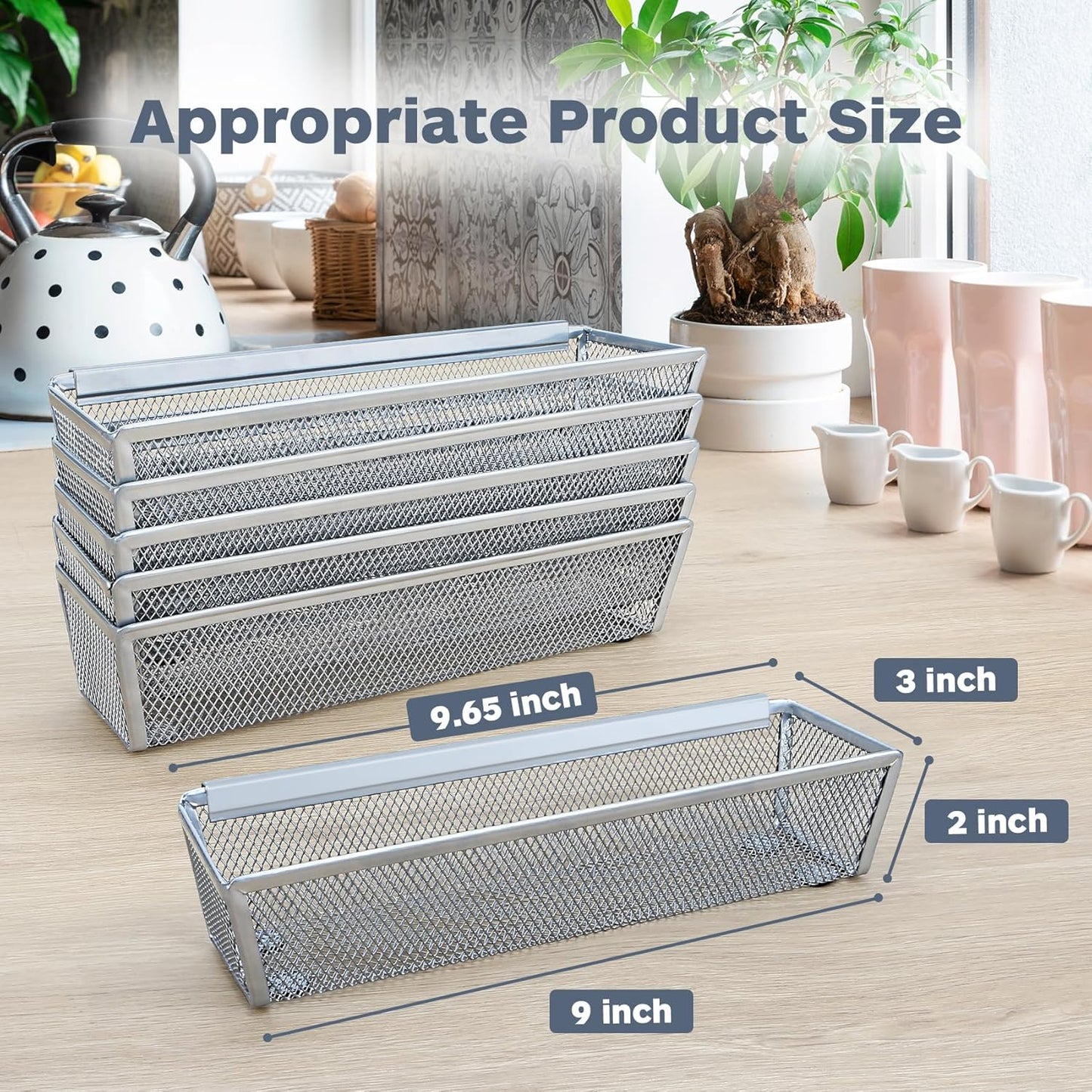 Silverware Drawer Organizer, Silverware Organizer for Drawer, 6 Pack Utensil Organizer for Kitchen Drawers, Kitchen Drawer Organizer for Large Utensils with Interlocking Arm (9.6 * 3 * 2 inch)