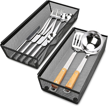Silverware Drawer Organizer, Silverware Organizer for Drawer, 6 Pack Utensil Organizer for Kitchen Drawers, Kitchen Drawer Organizer for Large Utensils with Interlocking Arm (9.6 * 3 * 2 inch)