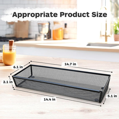 Silverware Drawer Organizer, Silverware Organizer for Drawer, 6 Pack Utensil Organizer for Kitchen Drawers, Kitchen Drawer Organizer for Large Utensils with Interlocking Arm (9.6 * 3 * 2 inch)