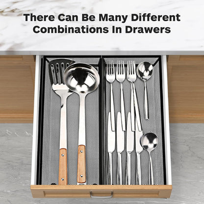 Silverware Drawer Organizer, Silverware Organizer for Drawer, 6 Pack Utensil Organizer for Kitchen Drawers, Kitchen Drawer Organizer for Large Utensils with Interlocking Arm (9.6 * 3 * 2 inch)