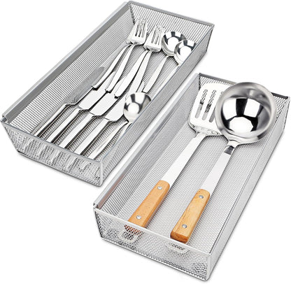 Silverware Drawer Organizer, Silverware Organizer for Drawer, 6 Pack Utensil Organizer for Kitchen Drawers, Kitchen Drawer Organizer for Large Utensils with Interlocking Arm (9.6 * 3 * 2 inch)