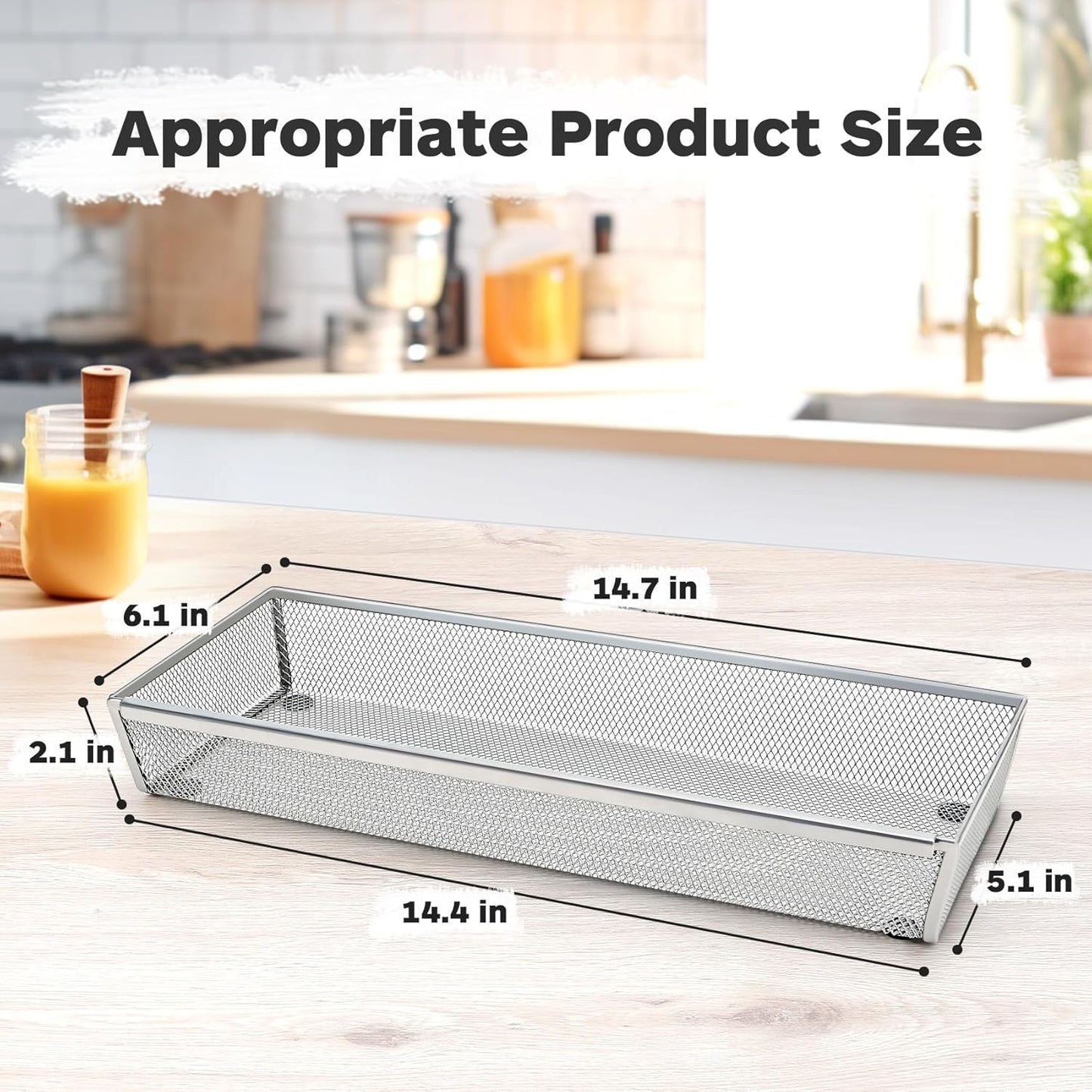 Silverware Drawer Organizer, Silverware Organizer for Drawer, 6 Pack Utensil Organizer for Kitchen Drawers, Kitchen Drawer Organizer for Large Utensils with Interlocking Arm (9.6 * 3 * 2 inch)