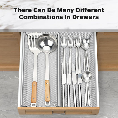 Silverware Drawer Organizer, Silverware Organizer for Drawer, 6 Pack Utensil Organizer for Kitchen Drawers, Kitchen Drawer Organizer for Large Utensils with Interlocking Arm (9.6 * 3 * 2 inch)