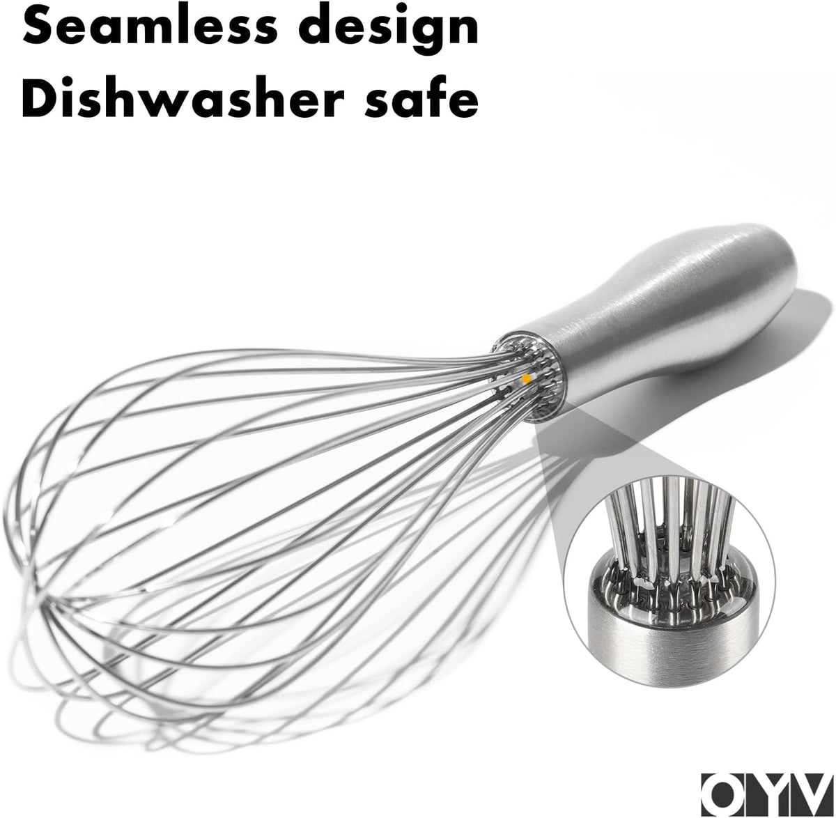 18/10 Stainless Steel Whisk, Ergonomic Handle, Dishwasher Safe Metal Whisk, Professional Wisk for Kitchen Cooking, Perfect for Blending, Whisking, Baking, and Beating, 10-Inch Wire Wisk