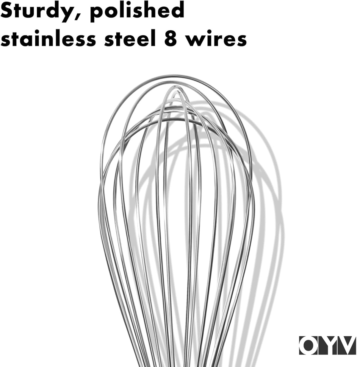 18/10 Stainless Steel Whisk, Ergonomic Handle, Dishwasher Safe Metal Whisk, Professional Wisk for Kitchen Cooking, Perfect for Blending, Whisking, Baking, and Beating, 10-Inch Wire Wisk