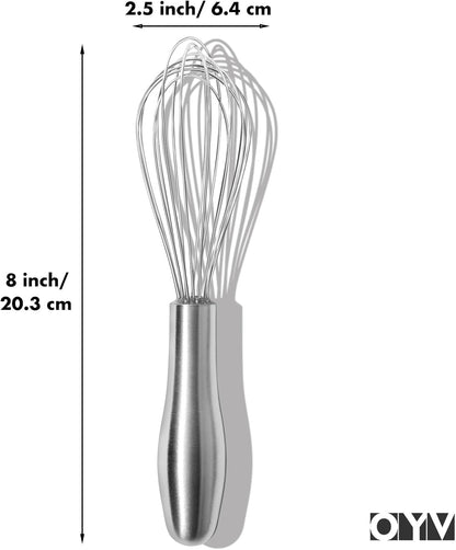 18/10 Stainless Steel Whisk, Ergonomic Handle, Dishwasher Safe Metal Whisk, Professional Wisk for Kitchen Cooking, Perfect for Blending, Whisking, Baking, and Beating, 10-Inch Wire Wisk