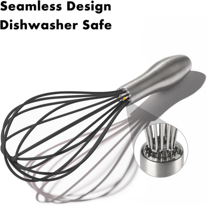 18/10 Stainless Steel Whisk, Ergonomic Handle, Dishwasher Safe Metal Whisk, Professional Wisk for Kitchen Cooking, Perfect for Blending, Whisking, Baking, and Beating, 10-Inch Wire Wisk