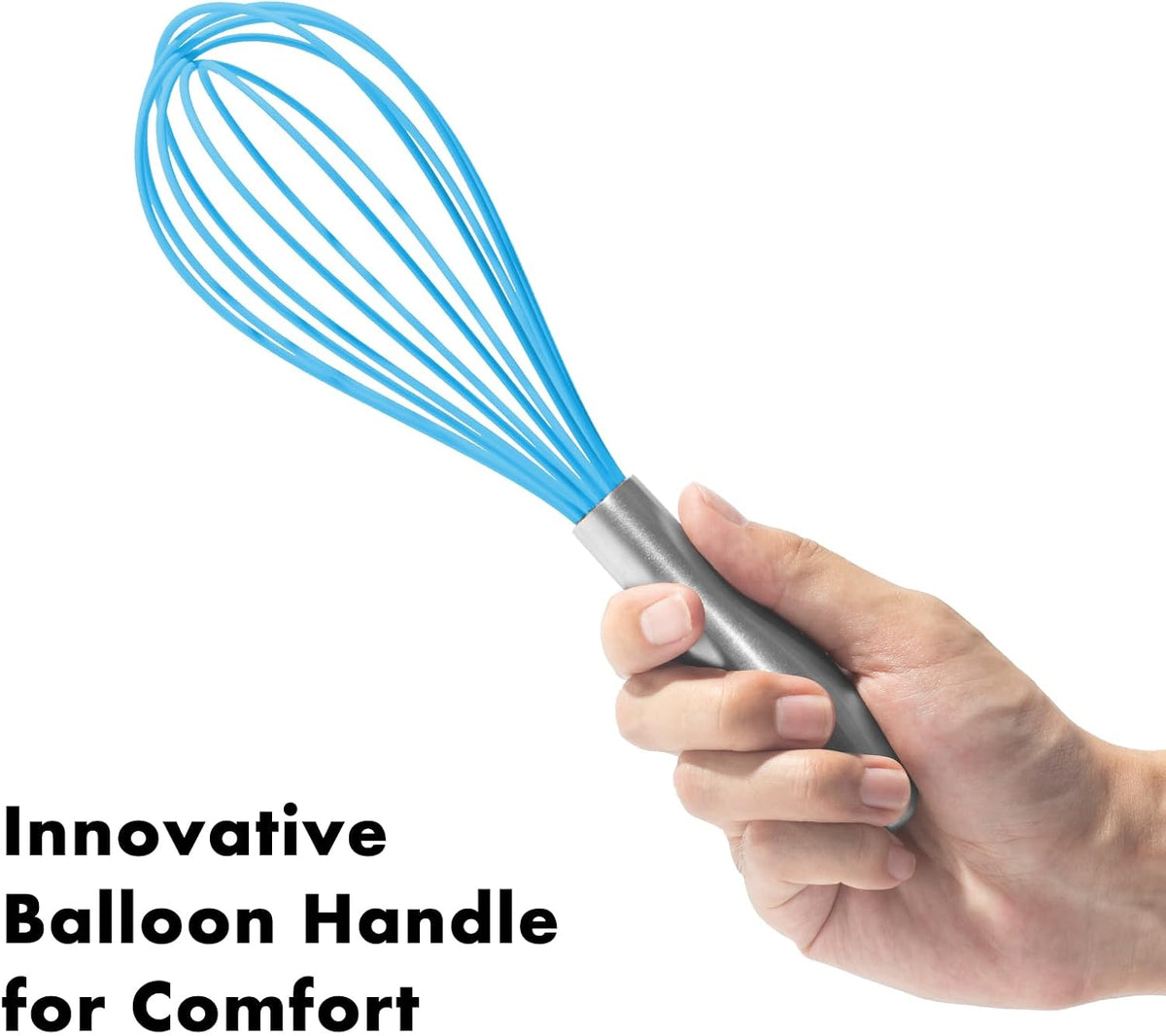 18/10 Stainless Steel Whisk, Ergonomic Handle, Dishwasher Safe Metal Whisk, Professional Wisk for Kitchen Cooking, Perfect for Blending, Whisking, Baking, and Beating, 10-Inch Wire Wisk