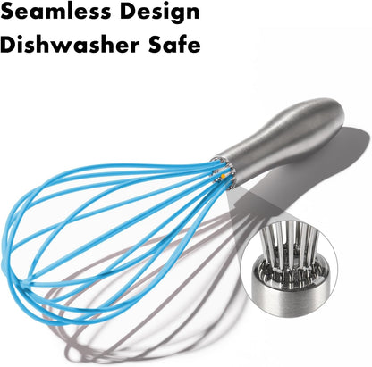 18/10 Stainless Steel Whisk, Ergonomic Handle, Dishwasher Safe Metal Whisk, Professional Wisk for Kitchen Cooking, Perfect for Blending, Whisking, Baking, and Beating, 10-Inch Wire Wisk