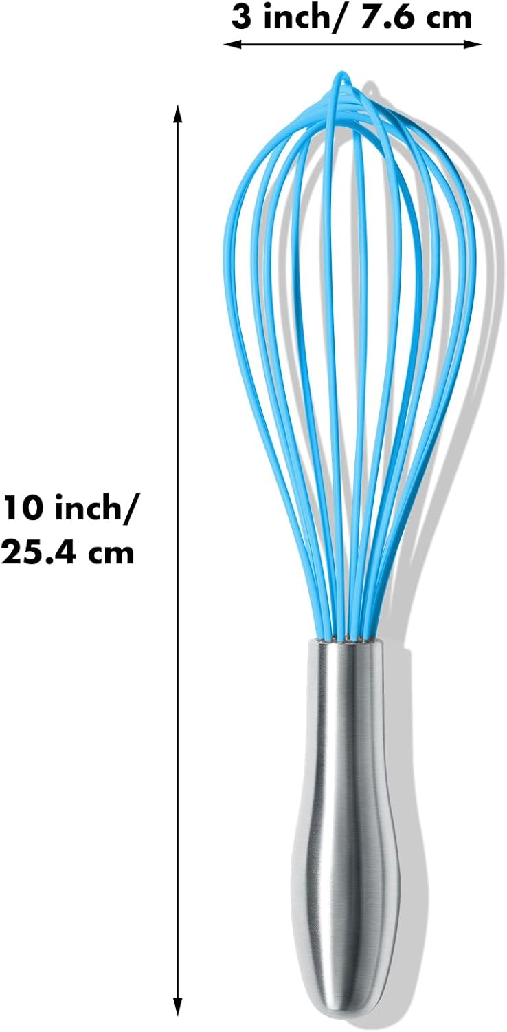 18/10 Stainless Steel Whisk, Ergonomic Handle, Dishwasher Safe Metal Whisk, Professional Wisk for Kitchen Cooking, Perfect for Blending, Whisking, Baking, and Beating, 10-Inch Wire Wisk