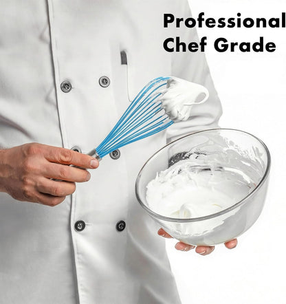 18/10 Stainless Steel Whisk, Ergonomic Handle, Dishwasher Safe Metal Whisk, Professional Wisk for Kitchen Cooking, Perfect for Blending, Whisking, Baking, and Beating, 10-Inch Wire Wisk