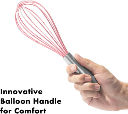 18/10 Stainless Steel Whisk, Ergonomic Handle, Dishwasher Safe Metal Whisk, Professional Wisk for Kitchen Cooking, Perfect for Blending, Whisking, Baking, and Beating, 10-Inch Wire Wisk