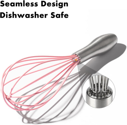 18/10 Stainless Steel Whisk, Ergonomic Handle, Dishwasher Safe Metal Whisk, Professional Wisk for Kitchen Cooking, Perfect for Blending, Whisking, Baking, and Beating, 10-Inch Wire Wisk