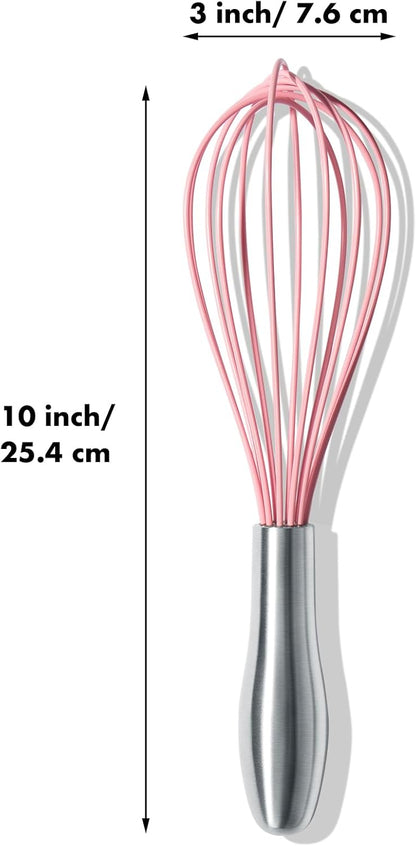 18/10 Stainless Steel Whisk, Ergonomic Handle, Dishwasher Safe Metal Whisk, Professional Wisk for Kitchen Cooking, Perfect for Blending, Whisking, Baking, and Beating, 10-Inch Wire Wisk