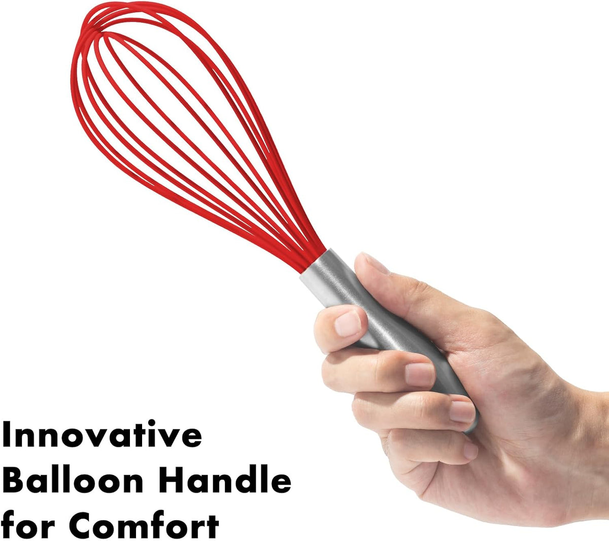 18/10 Stainless Steel Whisk, Ergonomic Handle, Dishwasher Safe Metal Whisk, Professional Wisk for Kitchen Cooking, Perfect for Blending, Whisking, Baking, and Beating, 10-Inch Wire Wisk