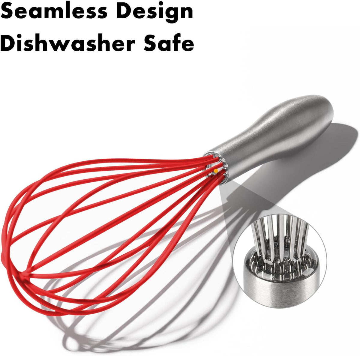 18/10 Stainless Steel Whisk, Ergonomic Handle, Dishwasher Safe Metal Whisk, Professional Wisk for Kitchen Cooking, Perfect for Blending, Whisking, Baking, and Beating, 10-Inch Wire Wisk
