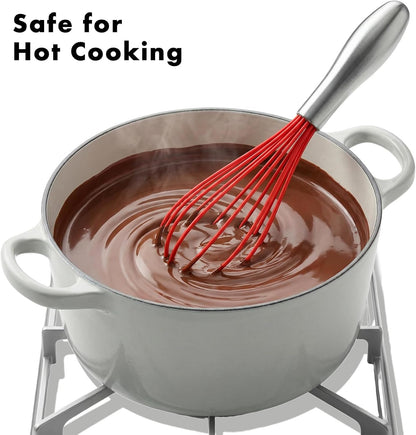18/10 Stainless Steel Whisk, Ergonomic Handle, Dishwasher Safe Metal Whisk, Professional Wisk for Kitchen Cooking, Perfect for Blending, Whisking, Baking, and Beating, 10-Inch Wire Wisk