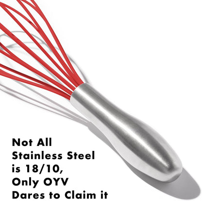 18/10 Stainless Steel Whisk, Ergonomic Handle, Dishwasher Safe Metal Whisk, Professional Wisk for Kitchen Cooking, Perfect for Blending, Whisking, Baking, and Beating, 10-Inch Wire Wisk