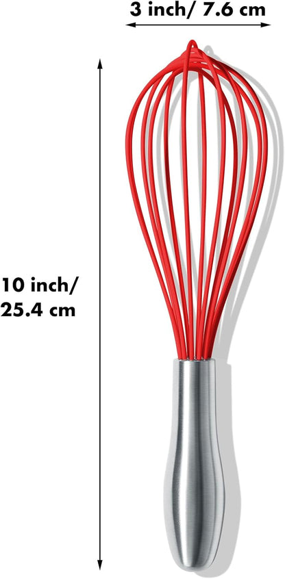 18/10 Stainless Steel Whisk, Ergonomic Handle, Dishwasher Safe Metal Whisk, Professional Wisk for Kitchen Cooking, Perfect for Blending, Whisking, Baking, and Beating, 10-Inch Wire Wisk
