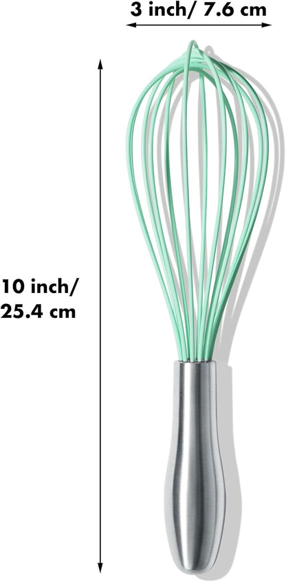 18/10 Stainless Steel Whisk, Ergonomic Handle, Dishwasher Safe Metal Whisk, Professional Wisk for Kitchen Cooking, Perfect for Blending, Whisking, Baking, and Beating, 10-Inch Wire Wisk
