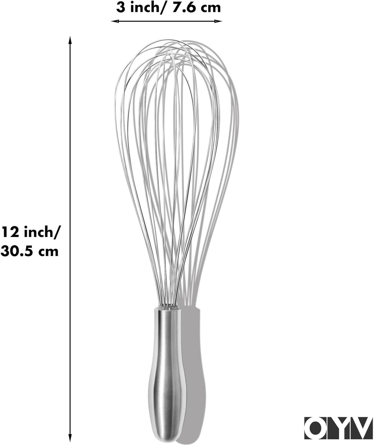 18/10 Stainless Steel Whisk, Ergonomic Handle, Dishwasher Safe Metal Whisk, Professional Wisk for Kitchen Cooking, Perfect for Blending, Whisking, Baking, and Beating, 10-Inch Wire Wisk