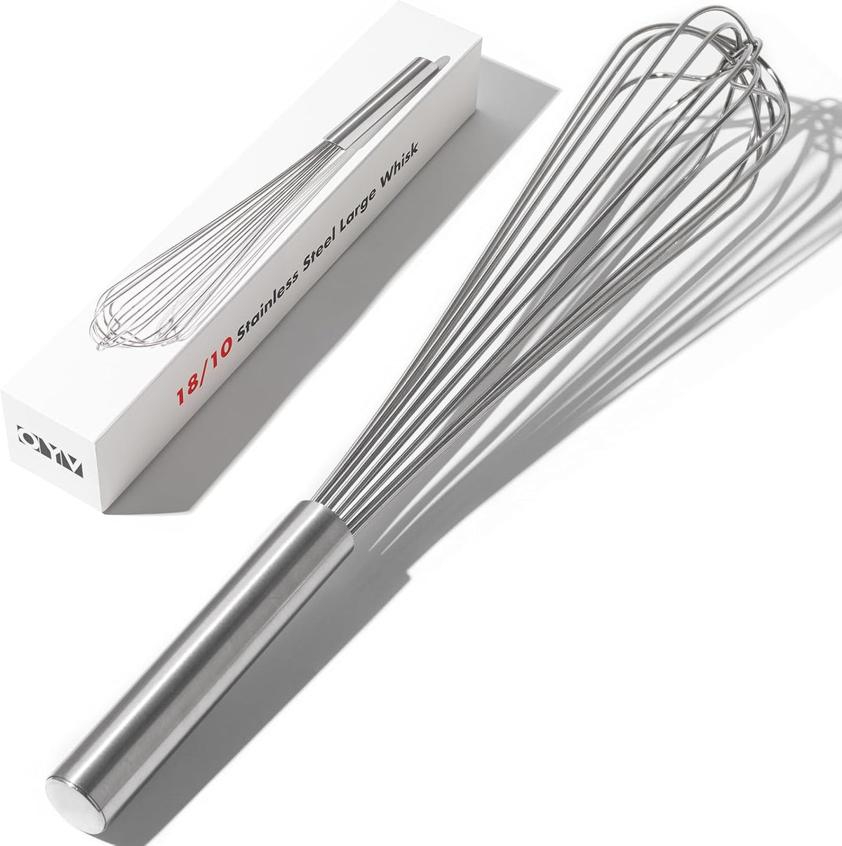 18/10 Stainless Steel Whisk, Ergonomic Handle, Dishwasher Safe Metal Whisk, Professional Wisk for Kitchen Cooking, Perfect for Blending, Whisking, Baking, and Beating, 10-Inch Wire Wisk