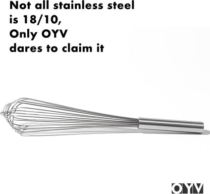 18/10 Stainless Steel Whisk, Ergonomic Handle, Dishwasher Safe Metal Whisk, Professional Wisk for Kitchen Cooking, Perfect for Blending, Whisking, Baking, and Beating, 10-Inch Wire Wisk