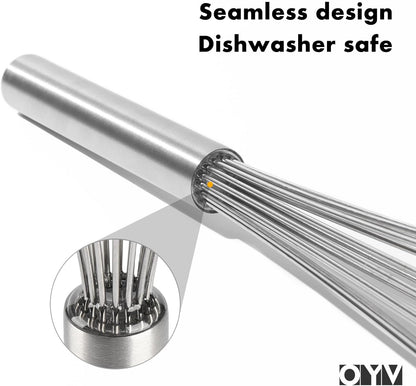 18/10 Stainless Steel Whisk, Ergonomic Handle, Dishwasher Safe Metal Whisk, Professional Wisk for Kitchen Cooking, Perfect for Blending, Whisking, Baking, and Beating, 10-Inch Wire Wisk
